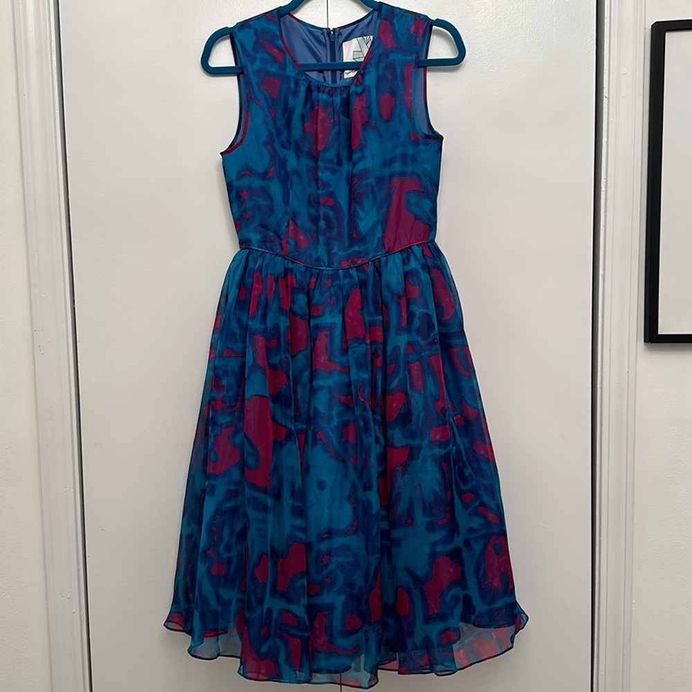 Turquoise And Fuchsia Abstract Pattern Dress - image 5